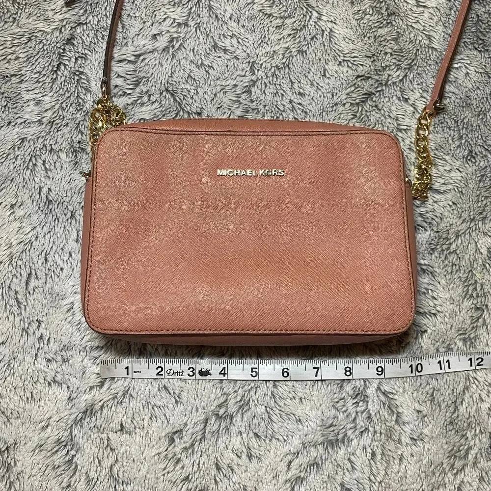 Michael Kors Pink Crossbody Jet Set Purse Saffiano Leather
